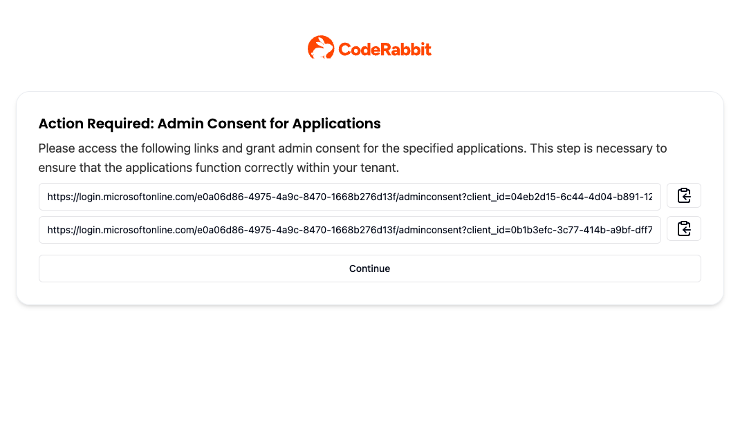 CodeRabbit admin consent page for Azure DevOps integration