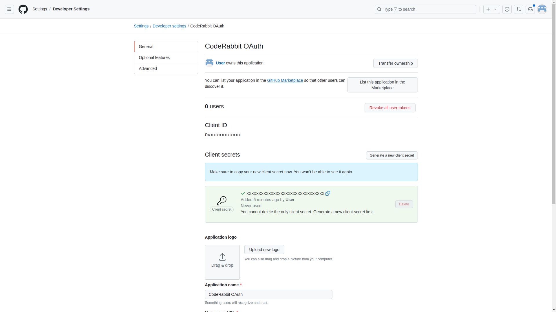 GitHub OAuth Client ID &amp; Secret